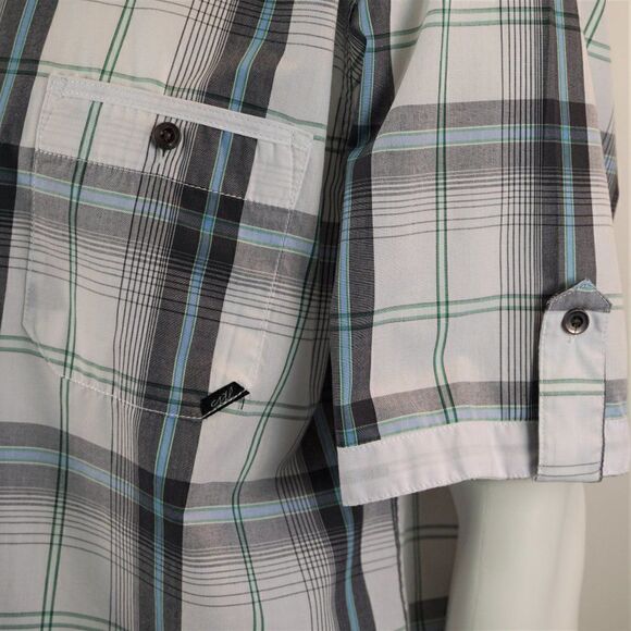 Coastal White Gray Plaid Button Up Short Sleeve Mens Shirt Size XL - Picture 7 of 12